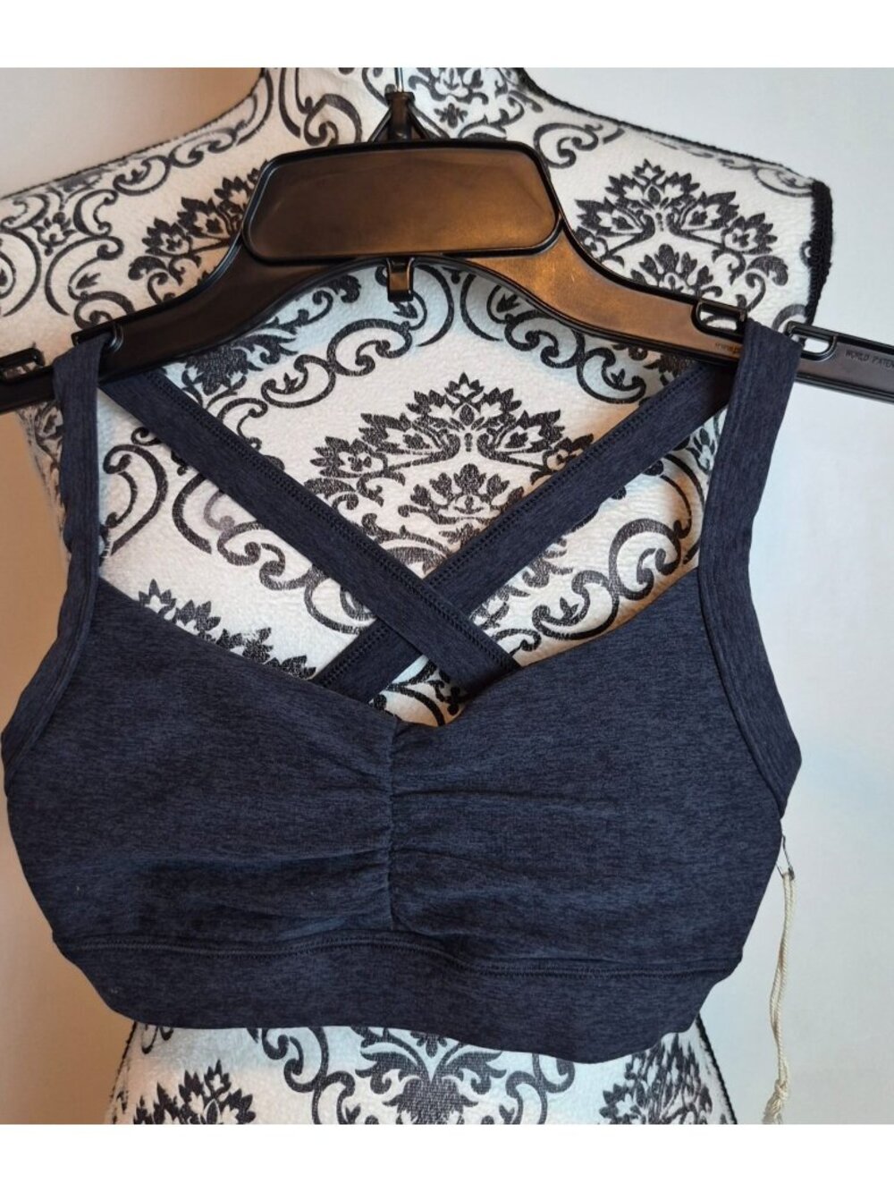 Vuori Sports Bra Women's Size XXS Navy Heather Cross Back New